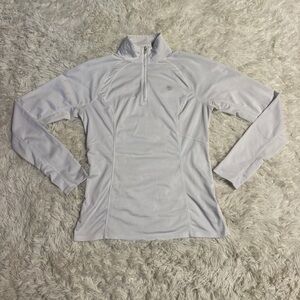Women’s Small White Ariat Long Sleeve Horseback Riding Sunshirt. Light staining.